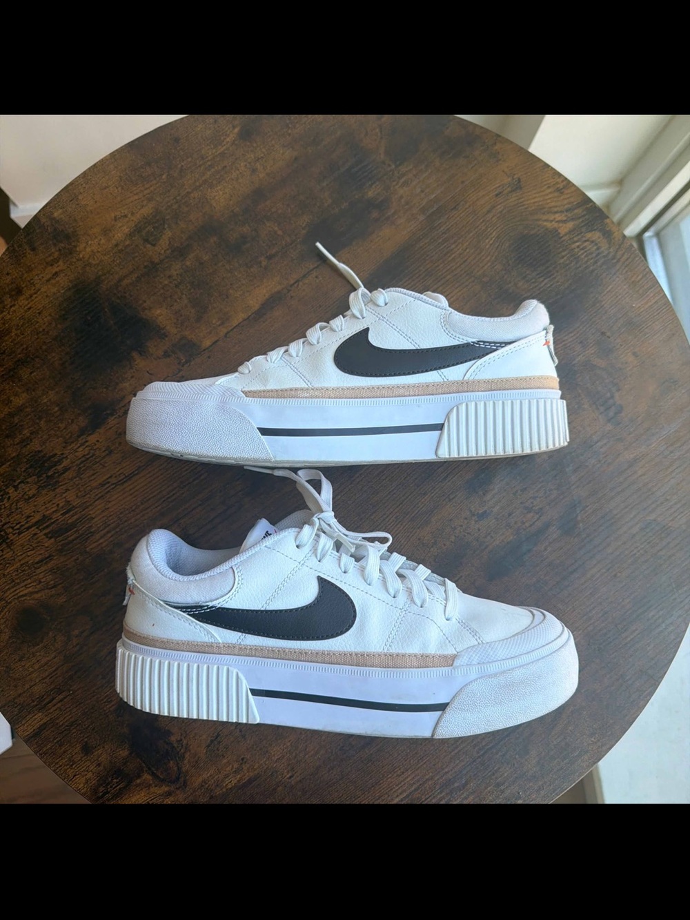 Nike Court Legacy Lift Platform Sneakers White Black Leather Women’s